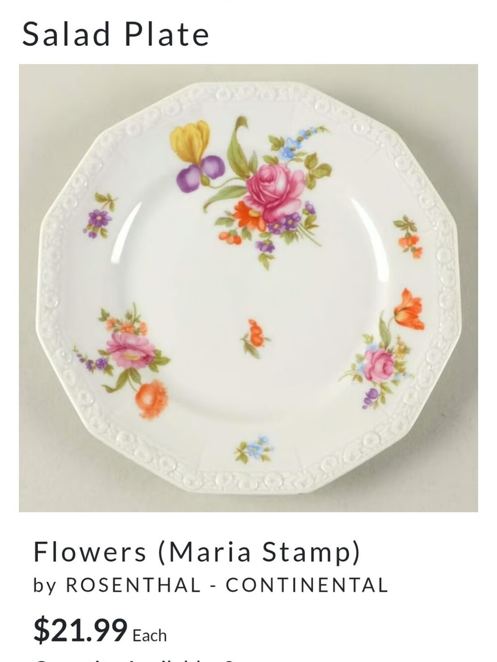"Flowers" Salad Plate by Rosenthal